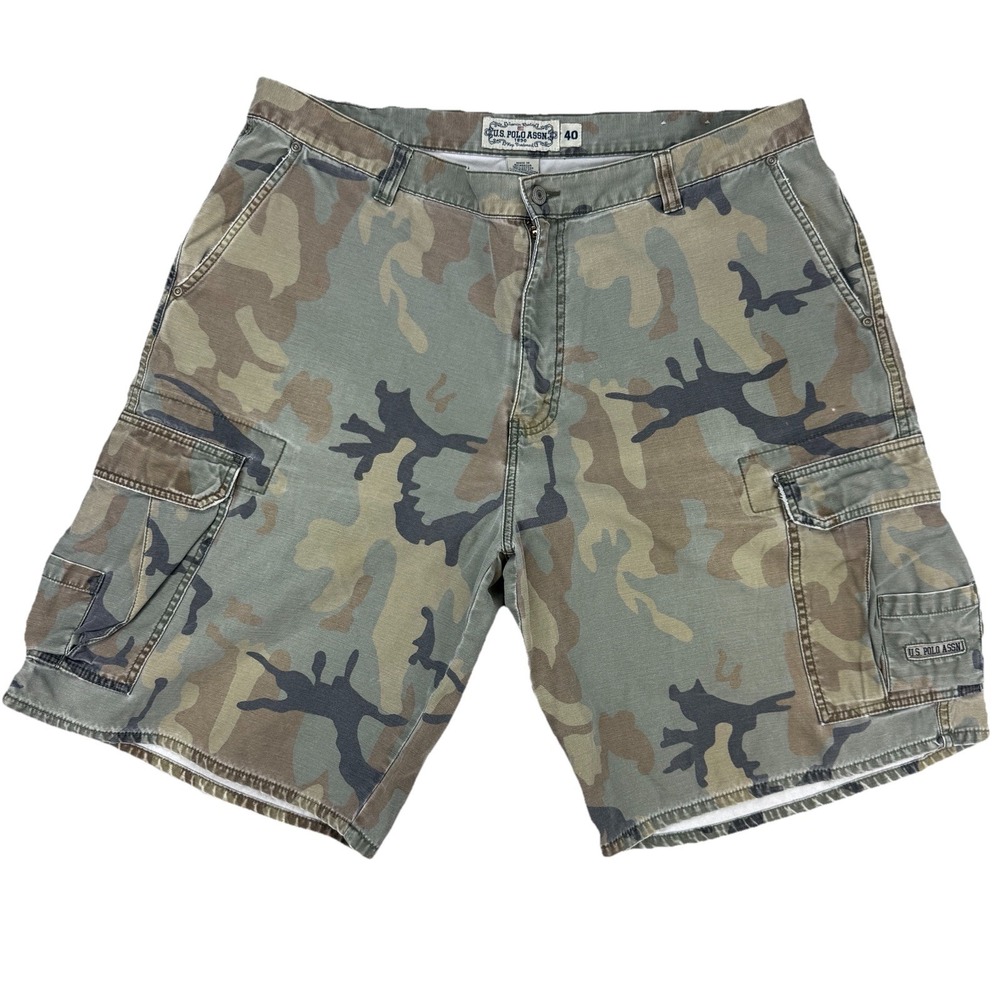 U.S. Polo Assn Cargo Shorts 40 Camo Men's Cotton Military Utility Workwear Y2k